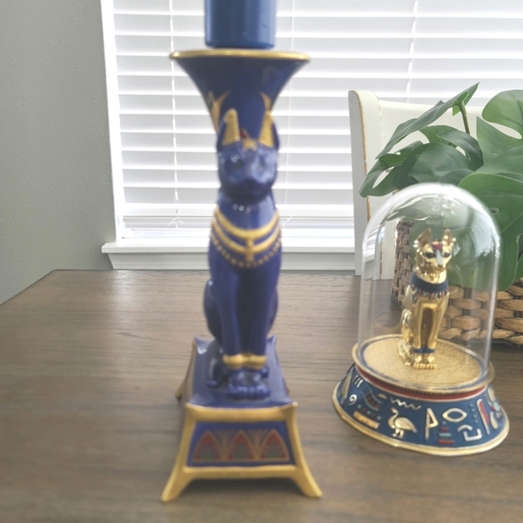 Franklin Mint Egyptian Cat Candle Holder and Figurine Set - Picture 10 of 10